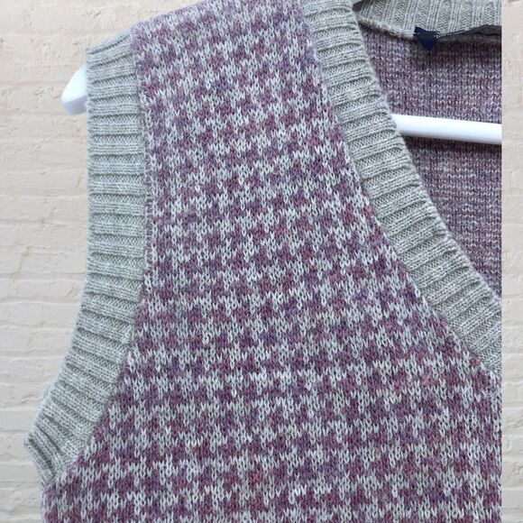 Vintage Wool Vest Purple Cream Patterned Knit David Brett Size XS/S - Picture 6 of 11